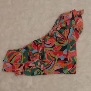 Colorful One-Shoulder Ruffle Top